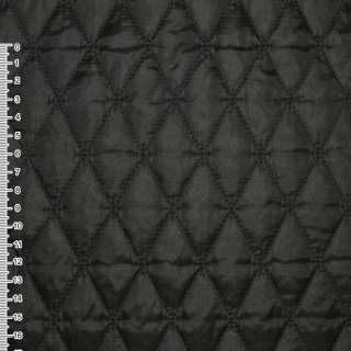 Ткань плащевая стеганая матовая ромбы 6,5х3,5 см черная, ш.145 оптом