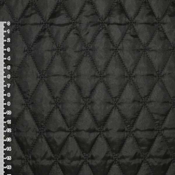 Ткань плащевая стеганая матовая ромбы 6,5х3,5 см черная, ш.145 оптом