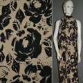 Поплин диллон черно-бежевый с розами ш.150 оптом