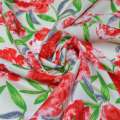 Поплін Діллон кремовий з червоними квітами ш.150 оптом