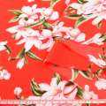 Поплин красный, бело-розовые лилии, ш.150 оптом