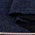 Рогожка букле пальтова з шерстю чорно-синя, ш.145 оптом