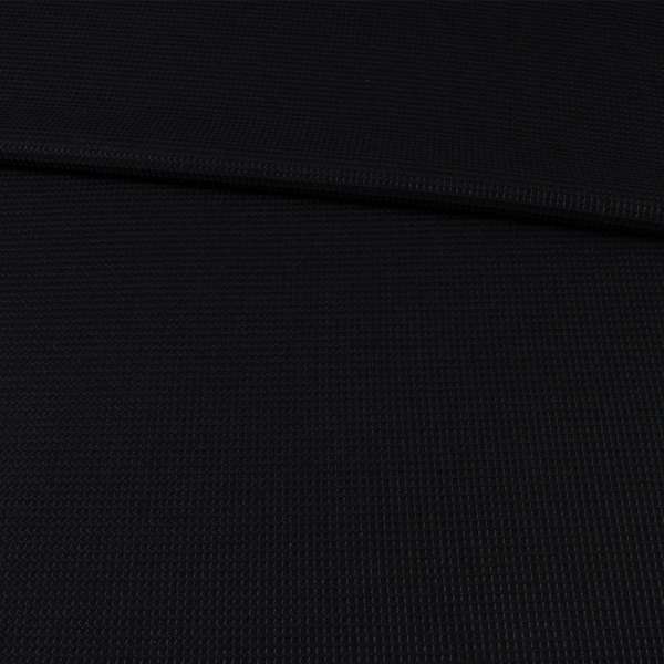 Рогожка костюмная стрейч с вискозой черная в рельефную клетку, ш.130 оптом