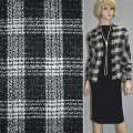 Рогожка букле пальтово-костюмна з шерстю клітина чорно-біла, ш.150 оптом