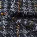 Рогожка пальтовая гусиная лапка черно-серая с цветными нитями ш.150 оптом