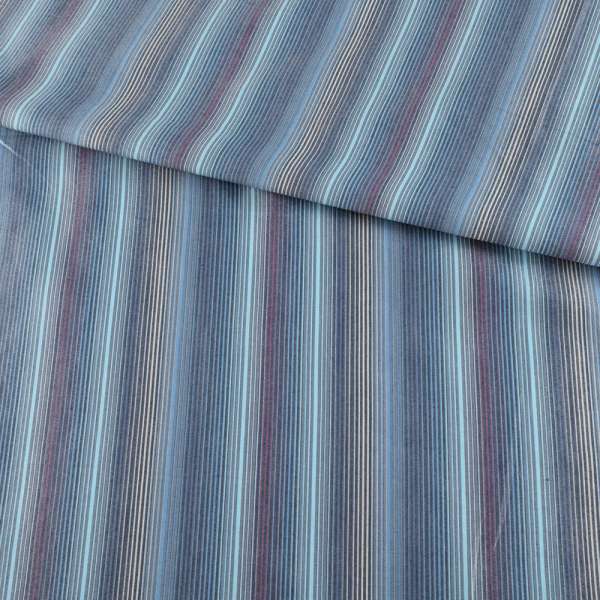 Сорочкова тканина смужки сіро-синьо-бежеві, блакитна, ш.145 оптом