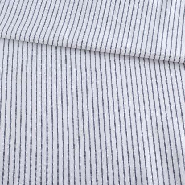 Сорочкова тканина в смужку тонку синю, біла, ш.147 оптом