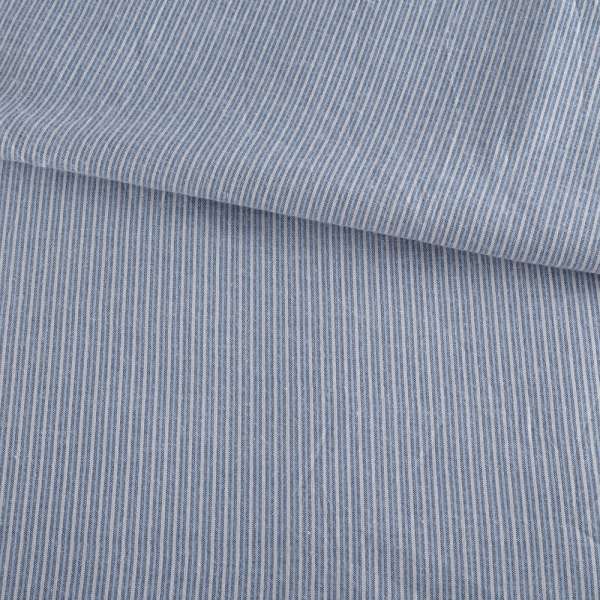 Рубашечная ткань в полоску серо-голубую, белая, ш.140 оптом