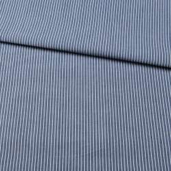Сорочкова тканина в смужку тонку білу, синя, ш.150