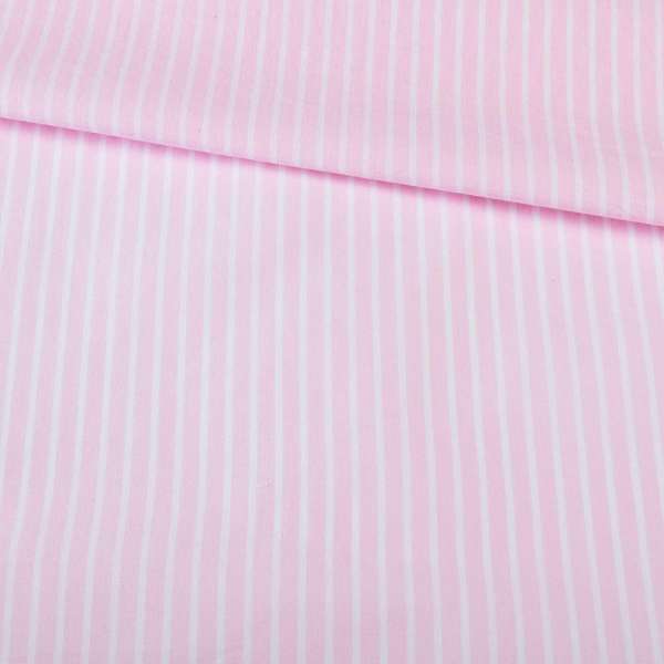 Поплін сорочковий в смужку 5х1 мм білу, рожевий, ш.145 оптом