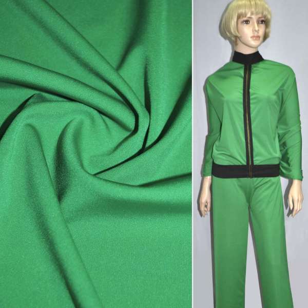 Трикотаж костюмный облегченный зеленый ш.160 оптом
