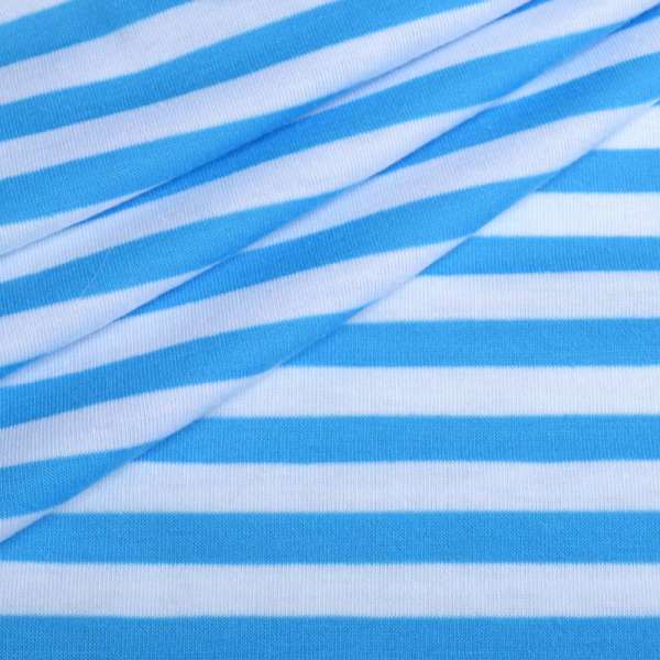Трикотаж с вискозой в полоски 9мм белые и голубые светлые ш.180 оптом