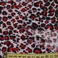 Микролайкра леопардовый принт молочная в пятна в красно-черные ш.160 оптом