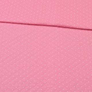 Капітон трикотаж стьобаний ромбами з білими крапками рожевий ш.160 оптом