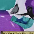 Трикотаж структурні штрихи білий з маками фіолетовими, бірюзовими ш.160 оптом