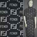 Трикотаж чорний з сірим принтом FENDI ш.160 оптом