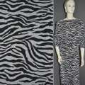 Трикотаж з шерстю сірий світлий з чорним принтом зебра ш.165 оптом