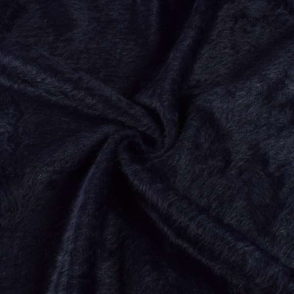 Ангора длинноворсовая трикотаж черно-синяя ш.130 оптом