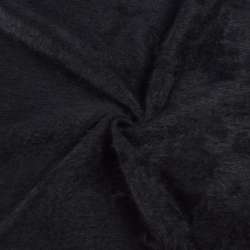 Ангора длинноворсовая трикотаж черная на фиолетовой основе в полоску ш.140