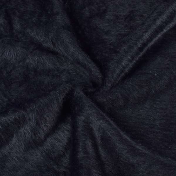 Ангора длинноворсовая трикотаж сине-черная плотная ш.135 оптом