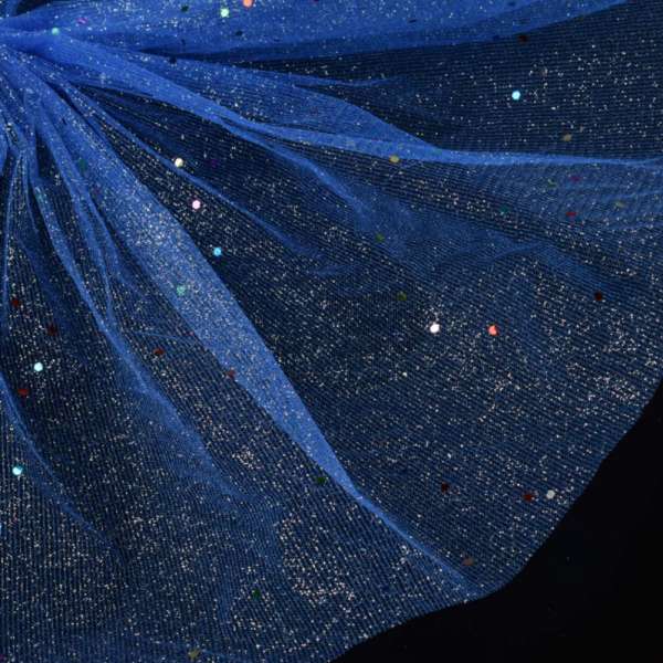 Фатин жорсткий з кольоровими блискітками синій ш.160 оптом