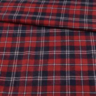 Фланель* рубашечная красная в синюю клетку ш.145 (2 сорт) оптом