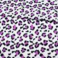 Флис белый, черно-фиолетовый принт леопард ш.185 оптом