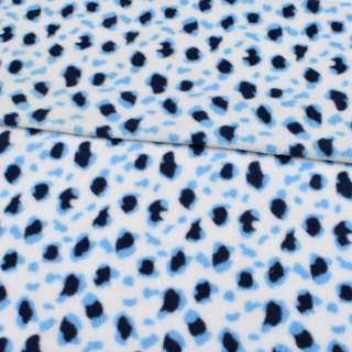Фліс білий, синьо-блакитний принт леопард ш.185 оптом