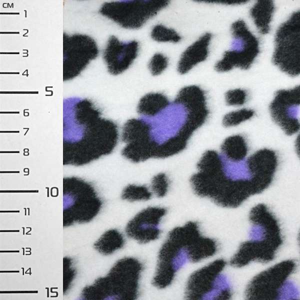 Флис белый, черно-фиолетовый принт леопард ш.160 оптом