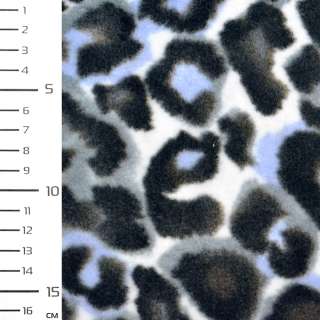 Фліс білий з чорно-блакитним принт леопард ш.160 оптом