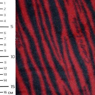 Флис красный темный с черным принтом зебра ш.166 оптом