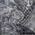 Шелк серый с серо-белым абстрактным рисунком, ш.140 оптом