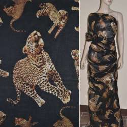 Шифон Діллон чорний з леопардами ш.150