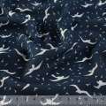 Креп-шифон синій темний в білі чайки ш.150 оптом