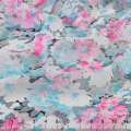 Креп-шифон в розово-голубые цветы ш.150 оптом