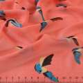 Креп-шифон кораловий в блакитні пташки ш.150 оптом
