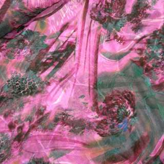 Шифон орари розовый в серые и зеленые росчерки ш.150 оптом