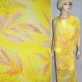 Шифон ярко-желтый с оранжевыми листьями ш.150 оптом