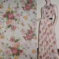 Шифон персиковый в розовые цветы ш.150 оптом