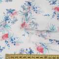 Батист белый в розово-голубые мелкие цветы, ш.142 оптом