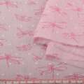 Батист розовый, розовые стрекозы, жаккардовые точки, ш.145 оптом