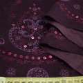 Микровельвет стрейч фиолетовый с вышивкой и пайетками, раппорт 102 см, ш.140 оптом