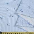 Вискоза в бело-голубую полоску, синие птички ш.140 оптом