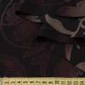 Вискоза черная в оливково-коричневые цветы, ш.143 оптом