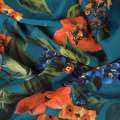 Вискоза плательная морская волна, желтые, синие цветы, ш.145 оптом