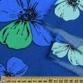 Віскоза синя в зелено-блакитні, бежеві великі квіти, ш.140 оптом