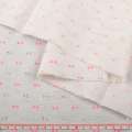 Вискоза молочно-бежевая, розовые, золотистые жаккардовые точки с ресничками, ш.155 оптом