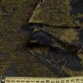 Жаккард з ворсової ниткою чорний в оливкові квіти, ш.145 оптом