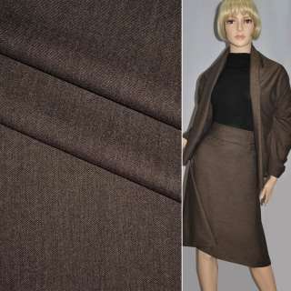 Ткань костюмная с шерстью стрейч коричневая, ш.140 оптом