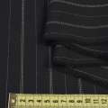 Шерсть костюмная стрейч в полоску тонкую белую с пунктиром черная, ш.156 оптом